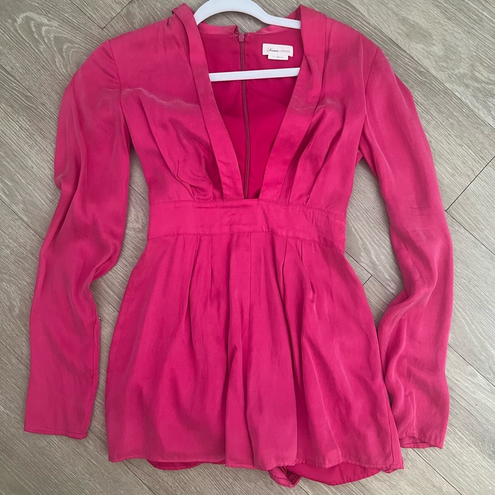 Pink V Neck Romper